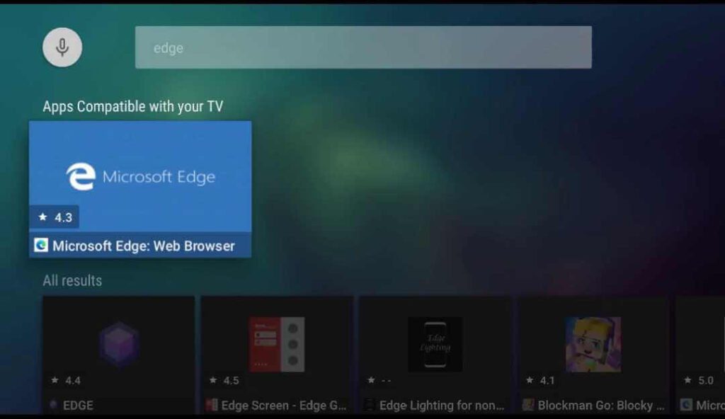 Edge Browser On Aptoid TV