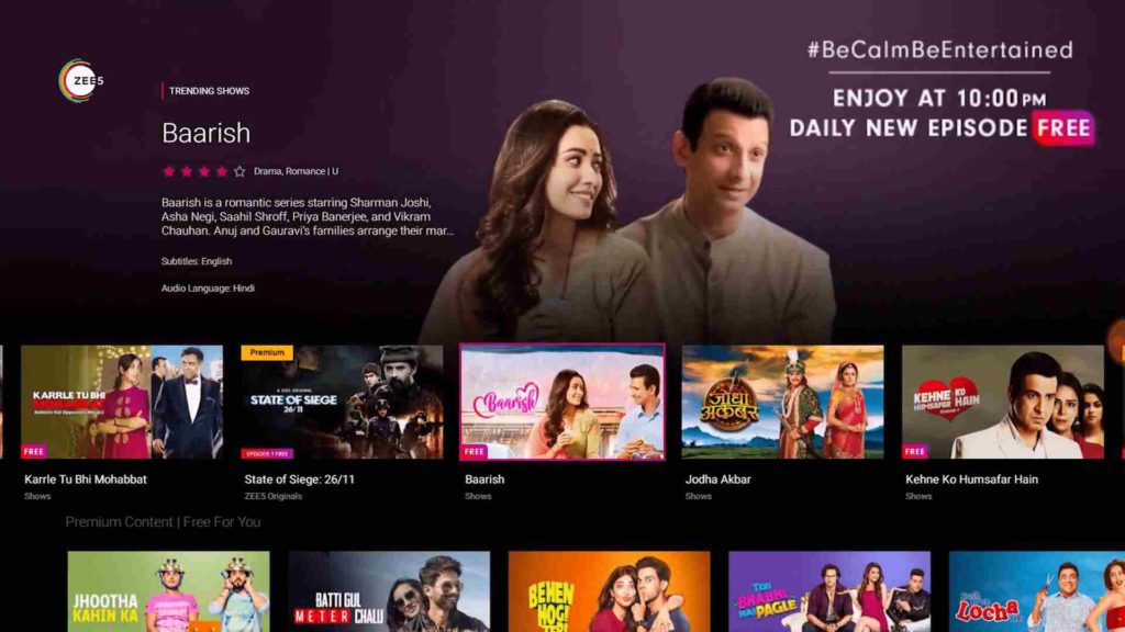 Zee5 App For Android TV