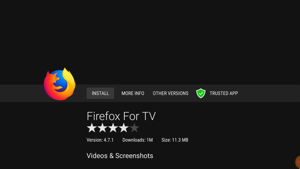 Firefox browser on Android TV