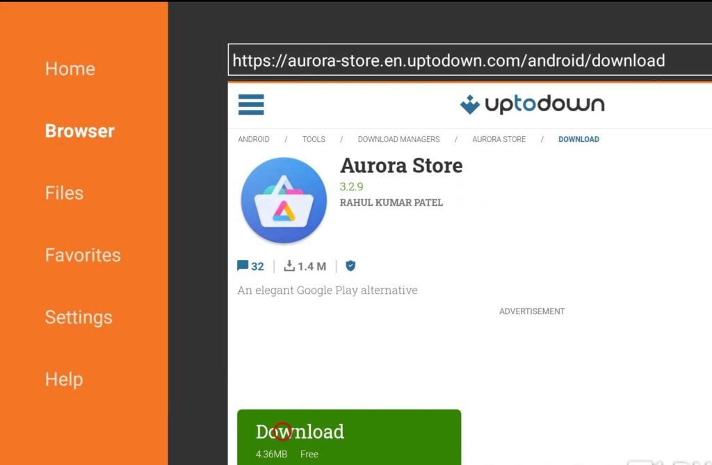 Aurora store for android tv