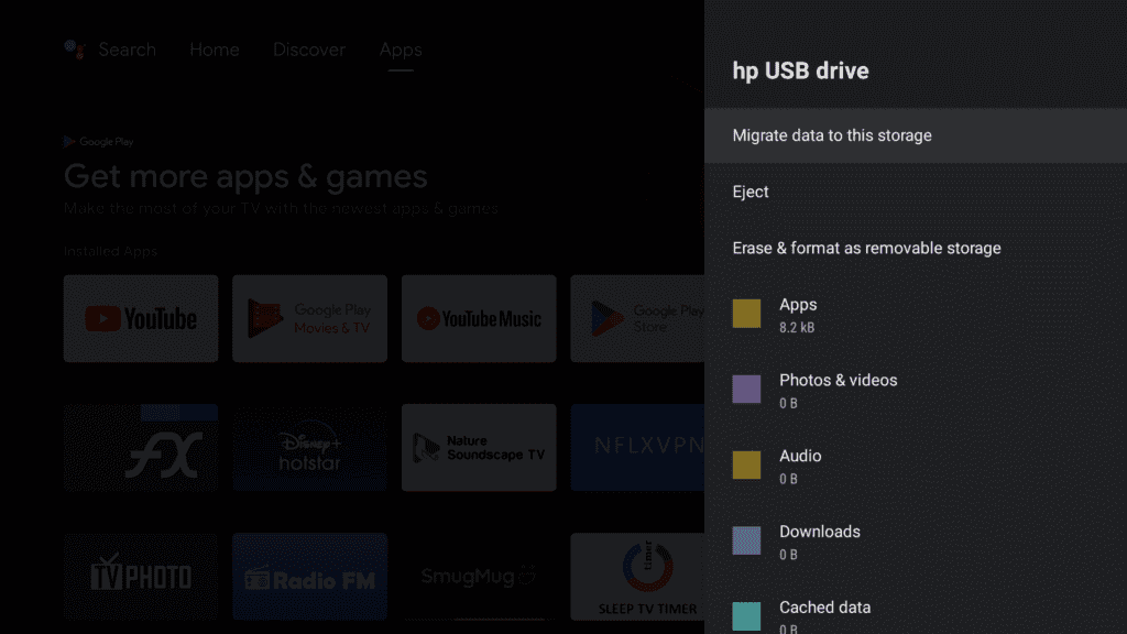 move android tv apps on USB drive