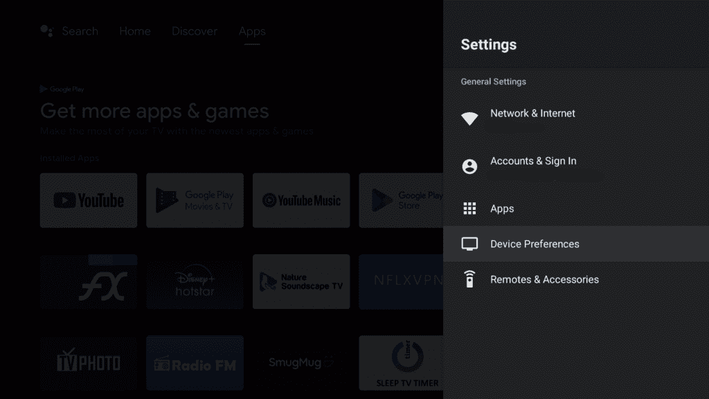 Android TV Settings